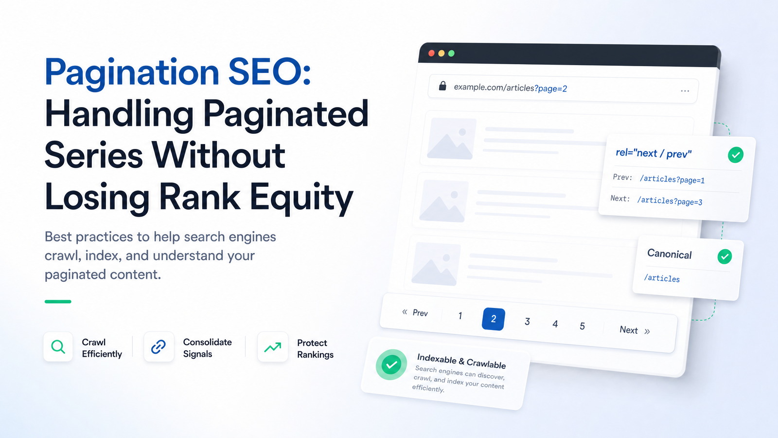 Cover image for “Pagination SEO in 2026: The Post-rel=next/prev Playbook”
