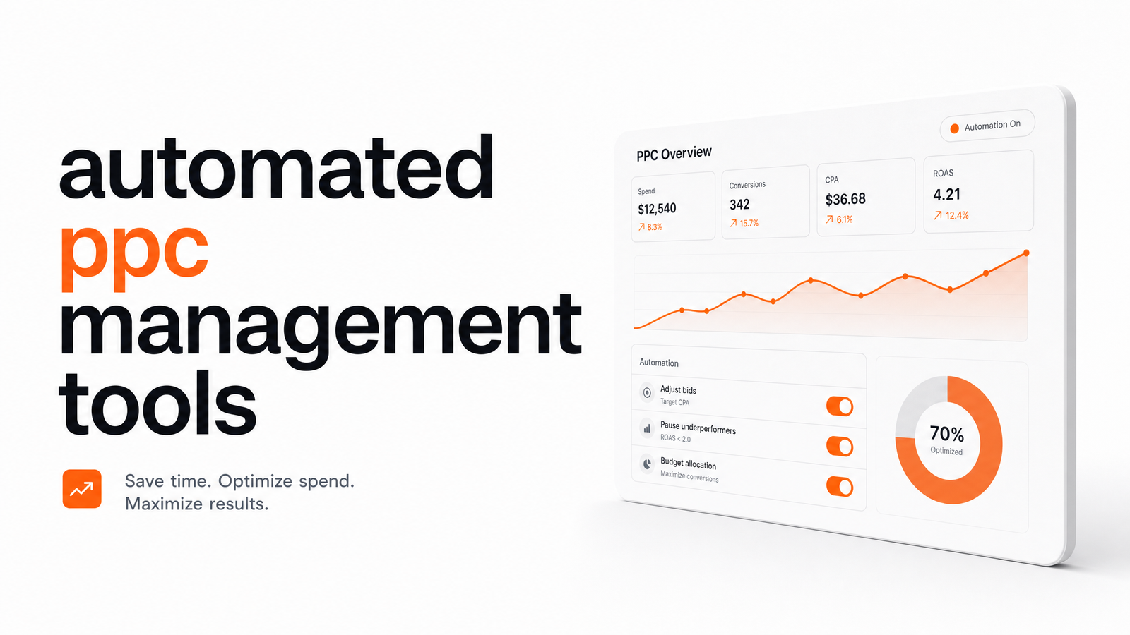 Editorial cover illustration representing automated ppc management tools.