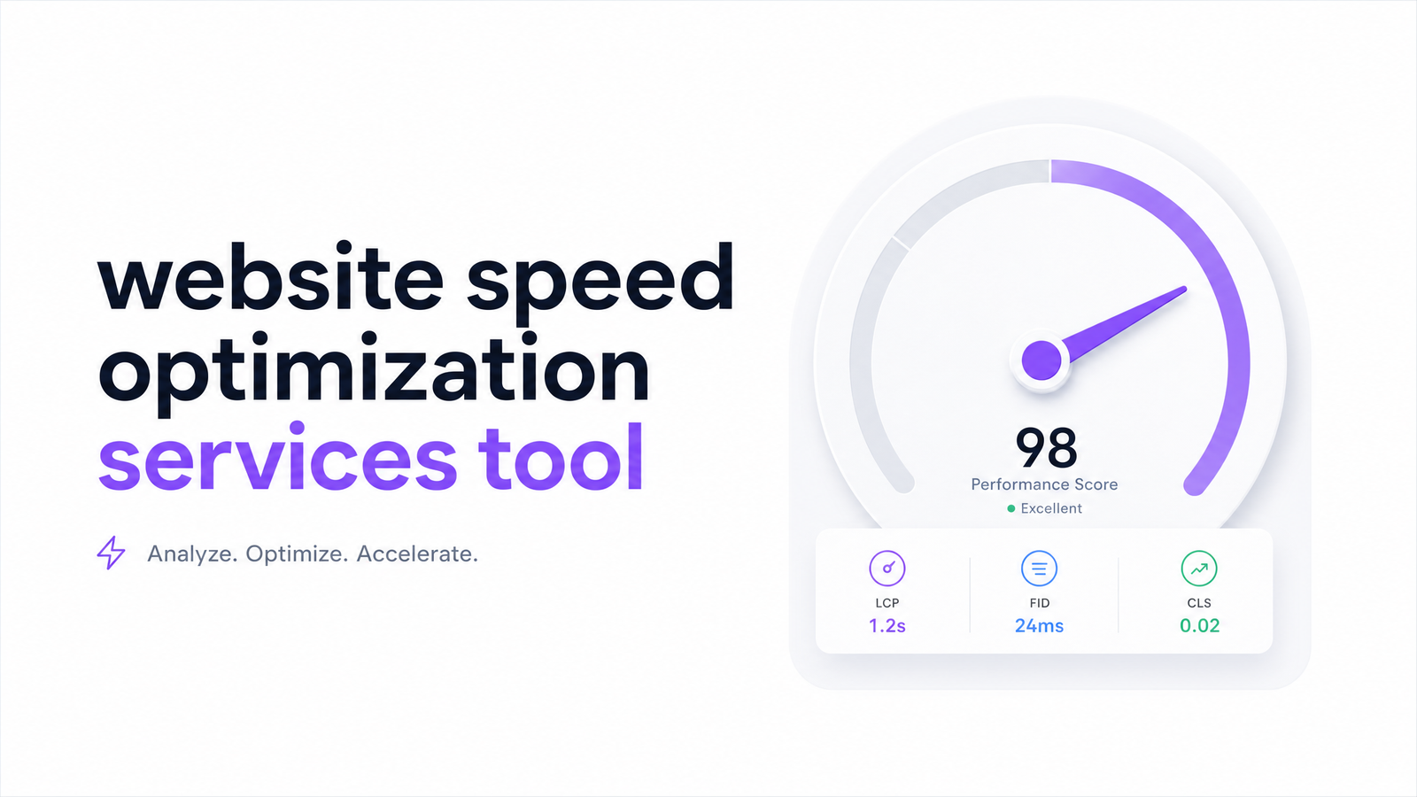 Editorial cover illustration representing website speed optimization services tool.