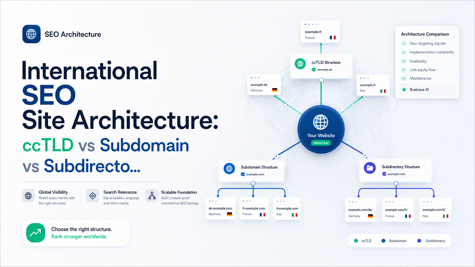 Cover image for “International SEO Site Architecture: ccTLD vs Subdomain vs”