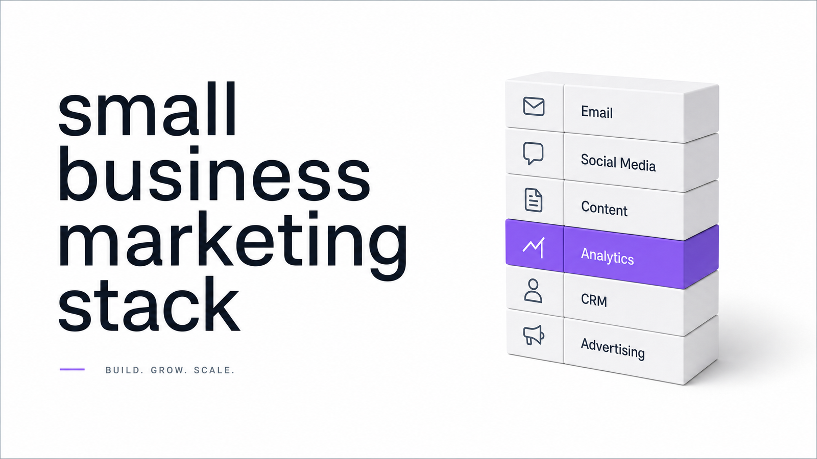 Editorial cover illustration representing small business marketing stack.